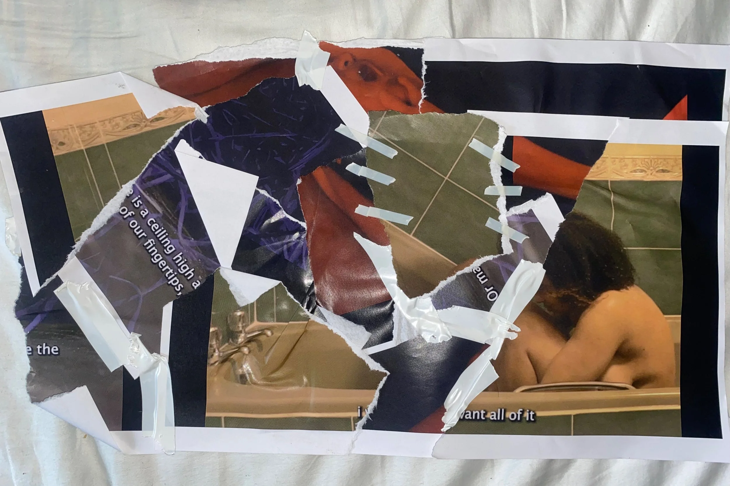 Val Vettore
Patchwork of stills from my films using electrical tape.