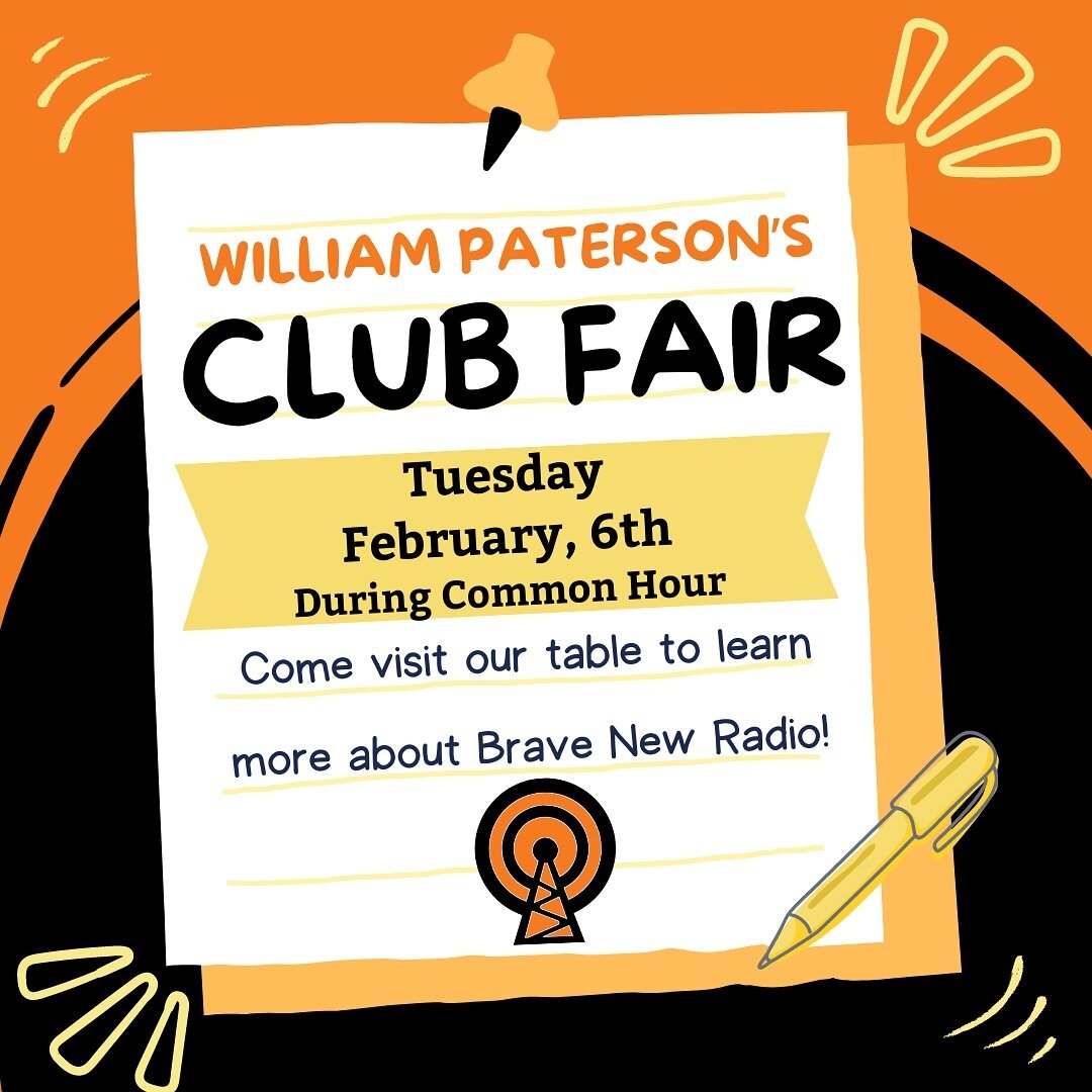 Club Fair is finally approaching‼️Tomorrow, during common hour (12:15 PM - 2:00 PM) come find the team in the UC BALLROOMS! We will be able to answer any questions regarding the radio station. Hope to see you there! 🧡🖤

#gobrave #staybrave #bravene