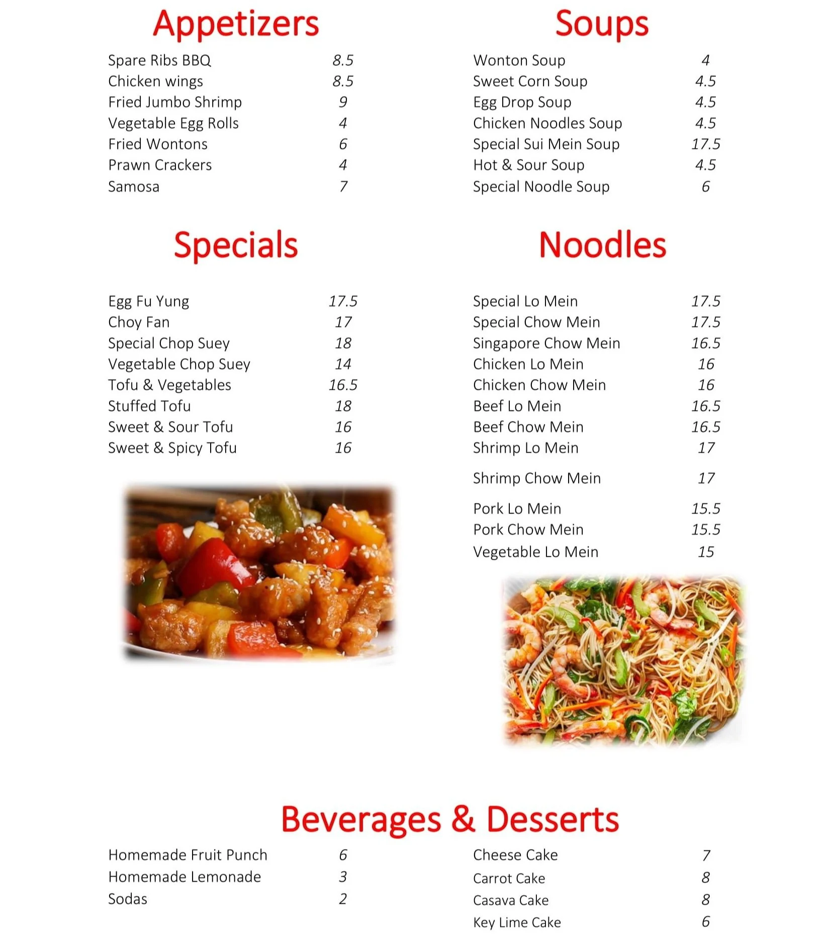 Menu — China Village