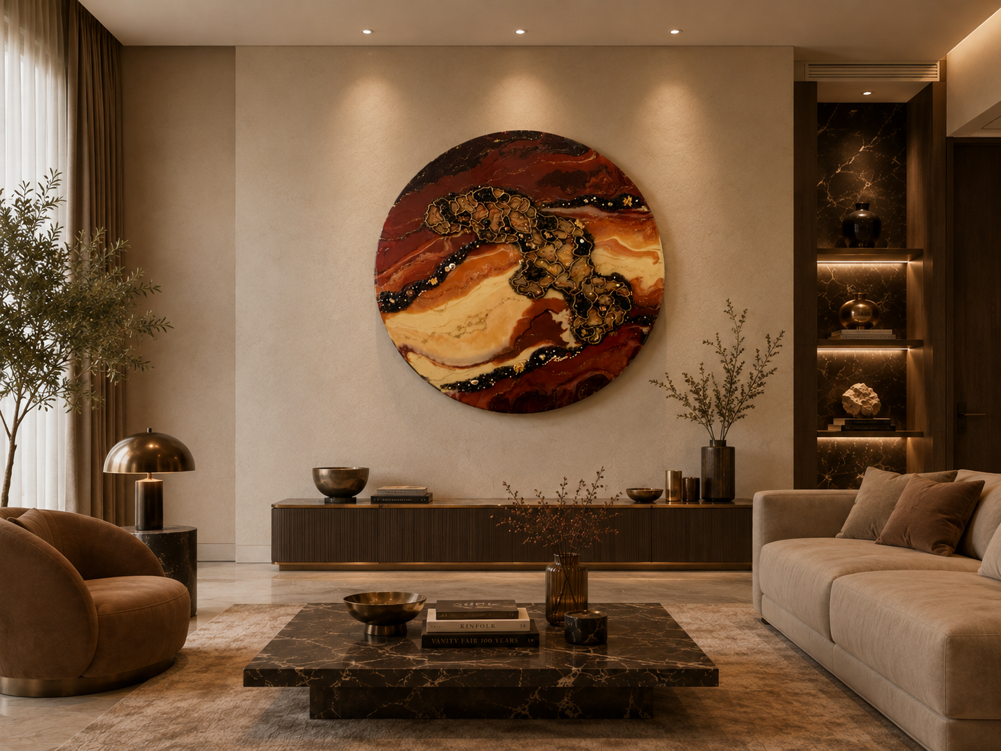 Vestige displayed in a contemporary interior, showing the scale and texture of the original artwork.