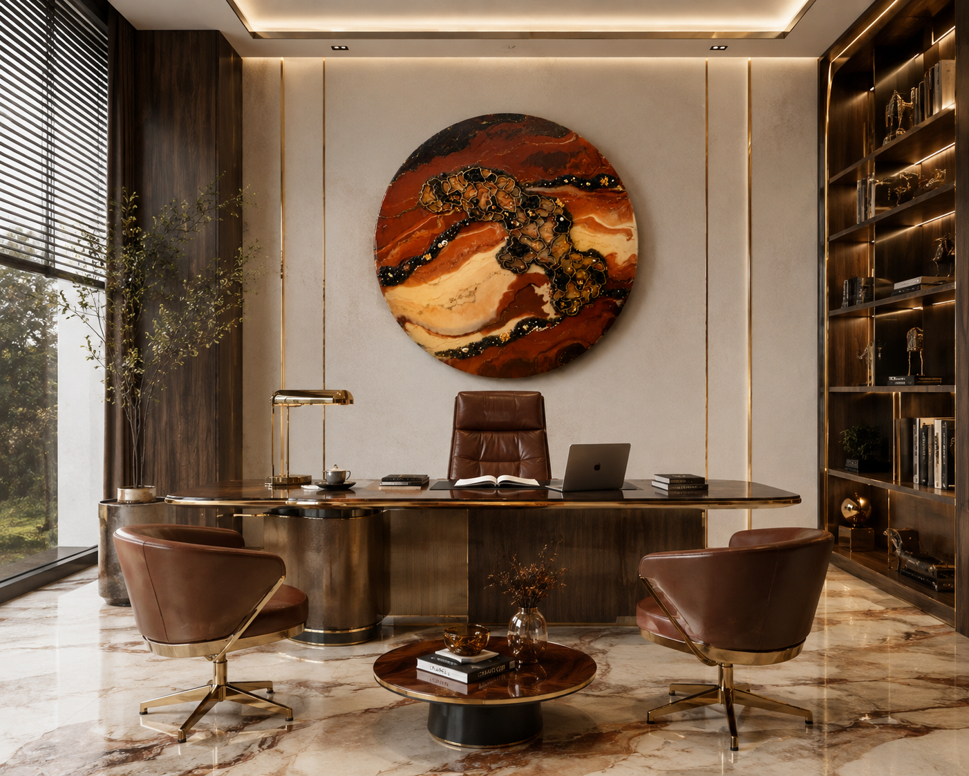 Vestige displayed in a contemporary interior, showing the scale and texture of the original artwork.