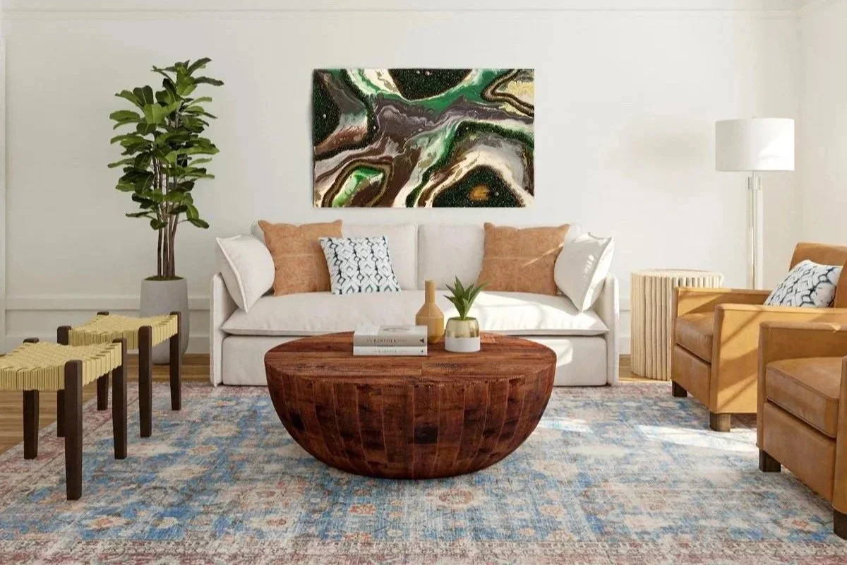 Amazon displayed in a contemporary interior, showing the scale and texture of the original artwork.