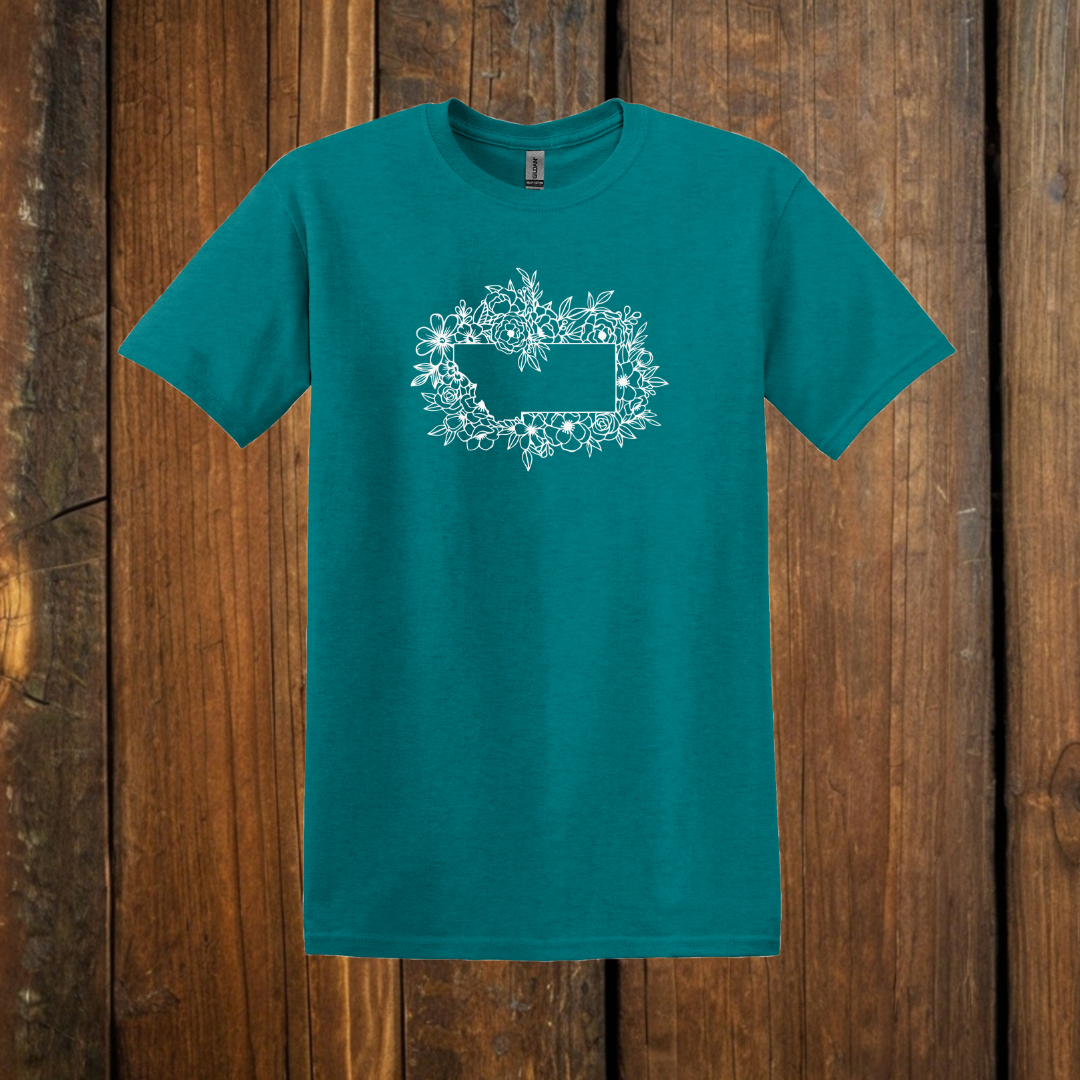 teal floral montana tee