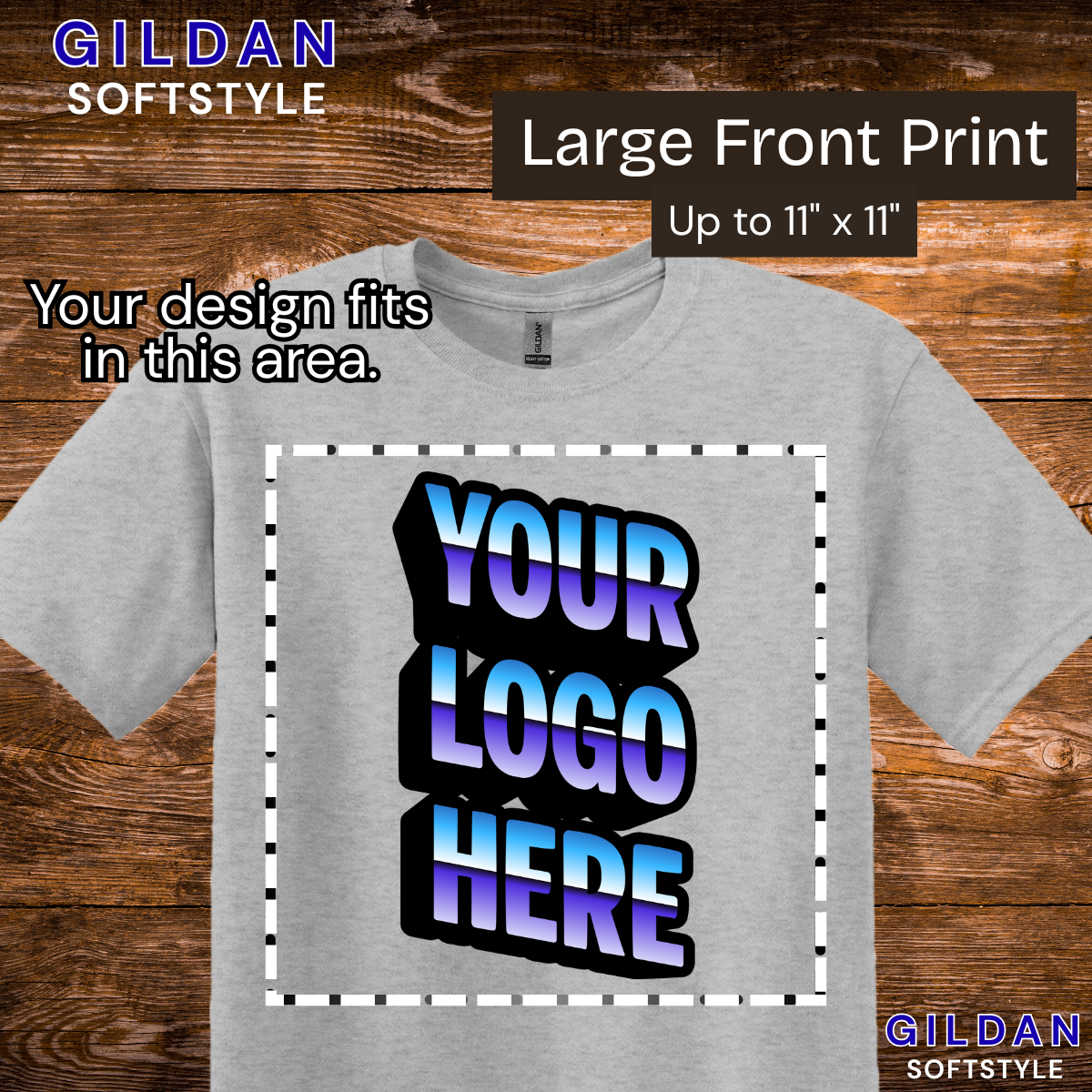 Custom Gildan Softstyle T-shirts (Large Print - up to 11" x 11")