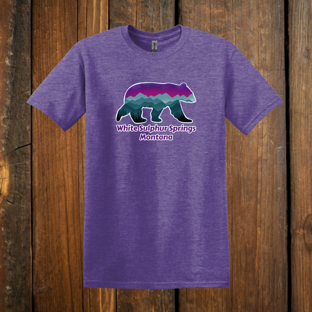Northern lights bear tee purple