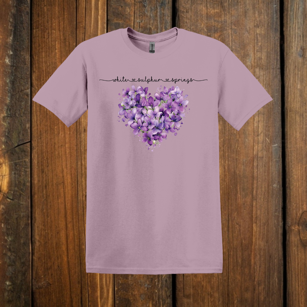 white sulphur springs floral purple t-shirt