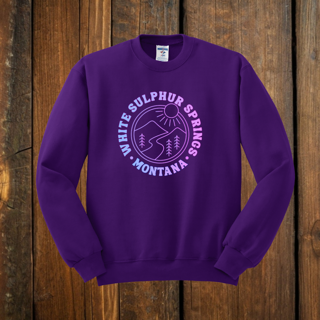 white sulphur springs montana gradient sweatshirt purple
