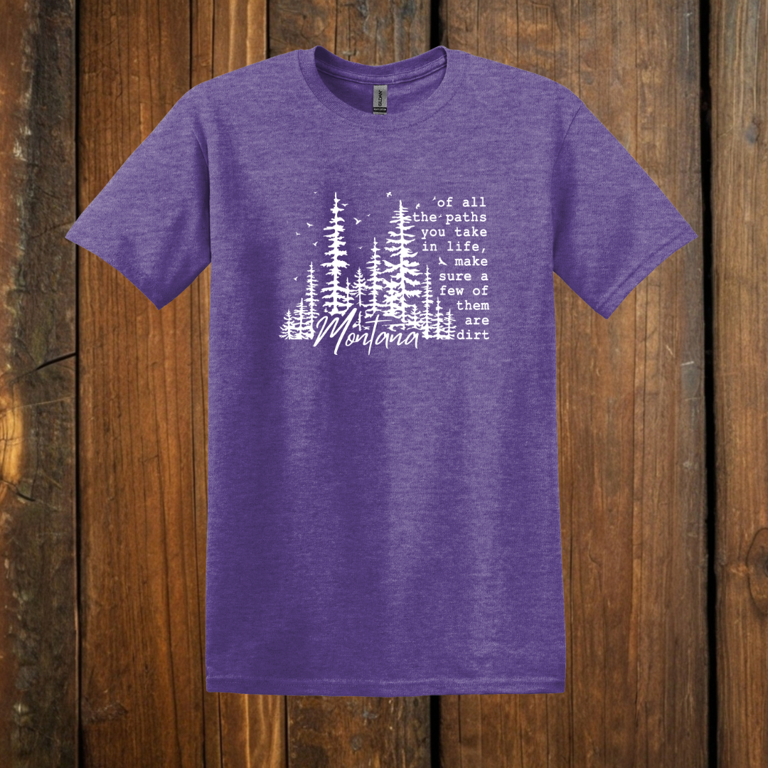 montana dirt roads t-shirt purple