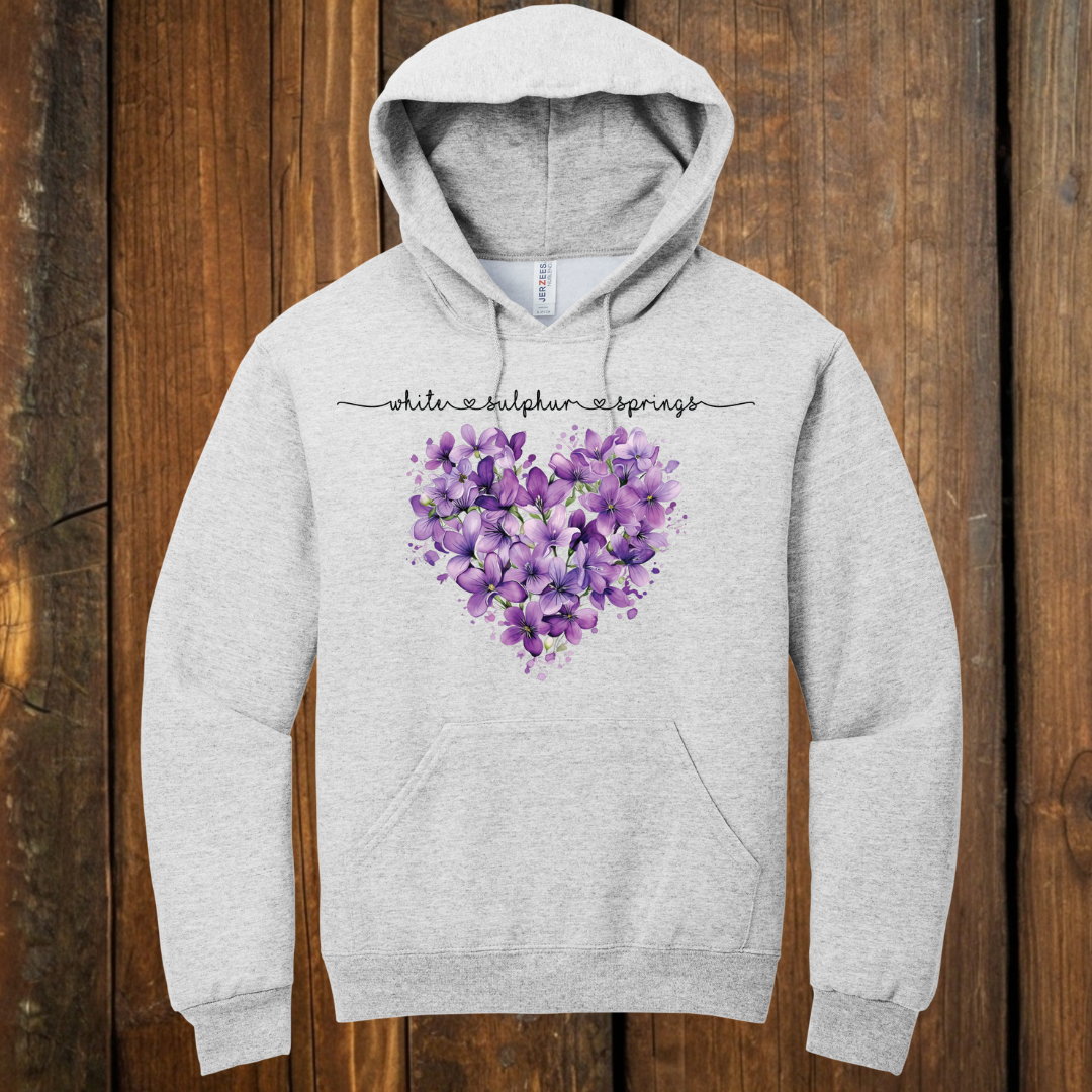 light gray floral white sulphur springs hoodie