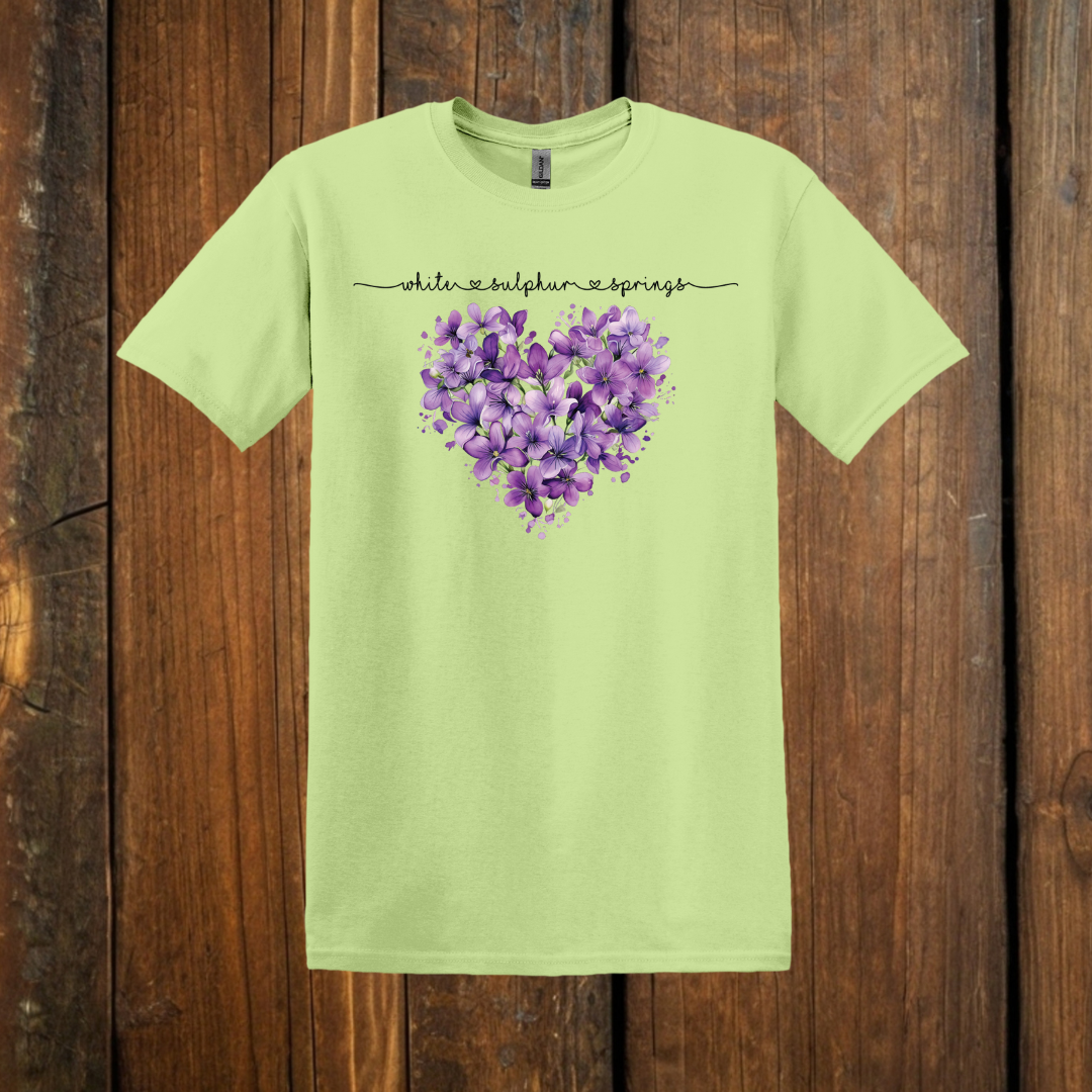 white sulphur springs floral green t-shirt