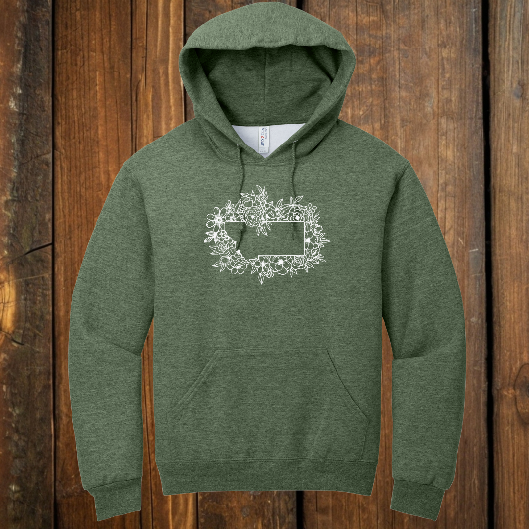 heather military green vintage montana floral design