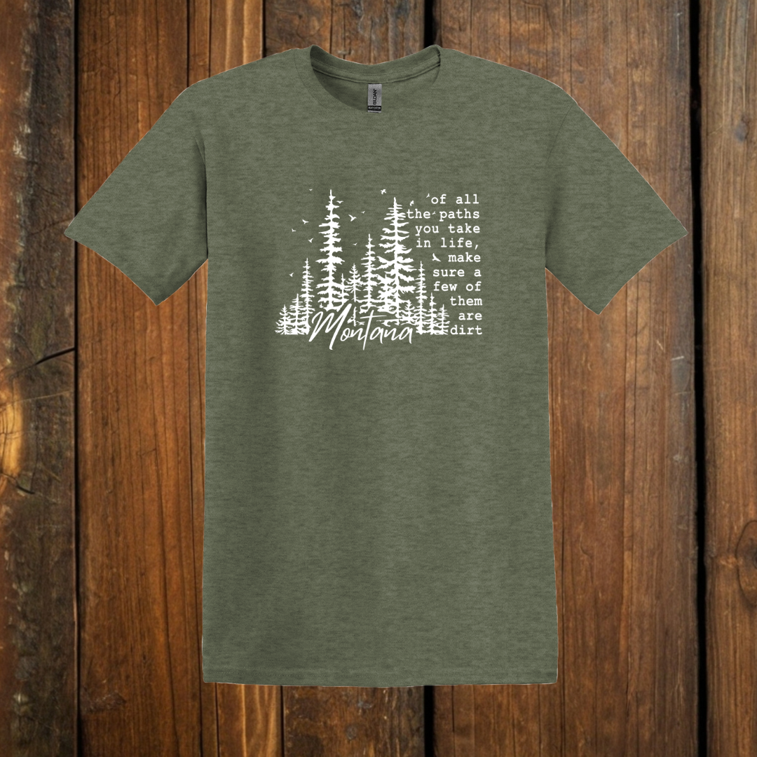 montana dirt roads t-shirt green