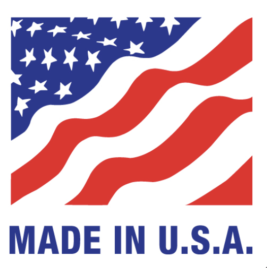 American flag design with wavy stripes and stars, and the phrase 'Made in U.S.A.'