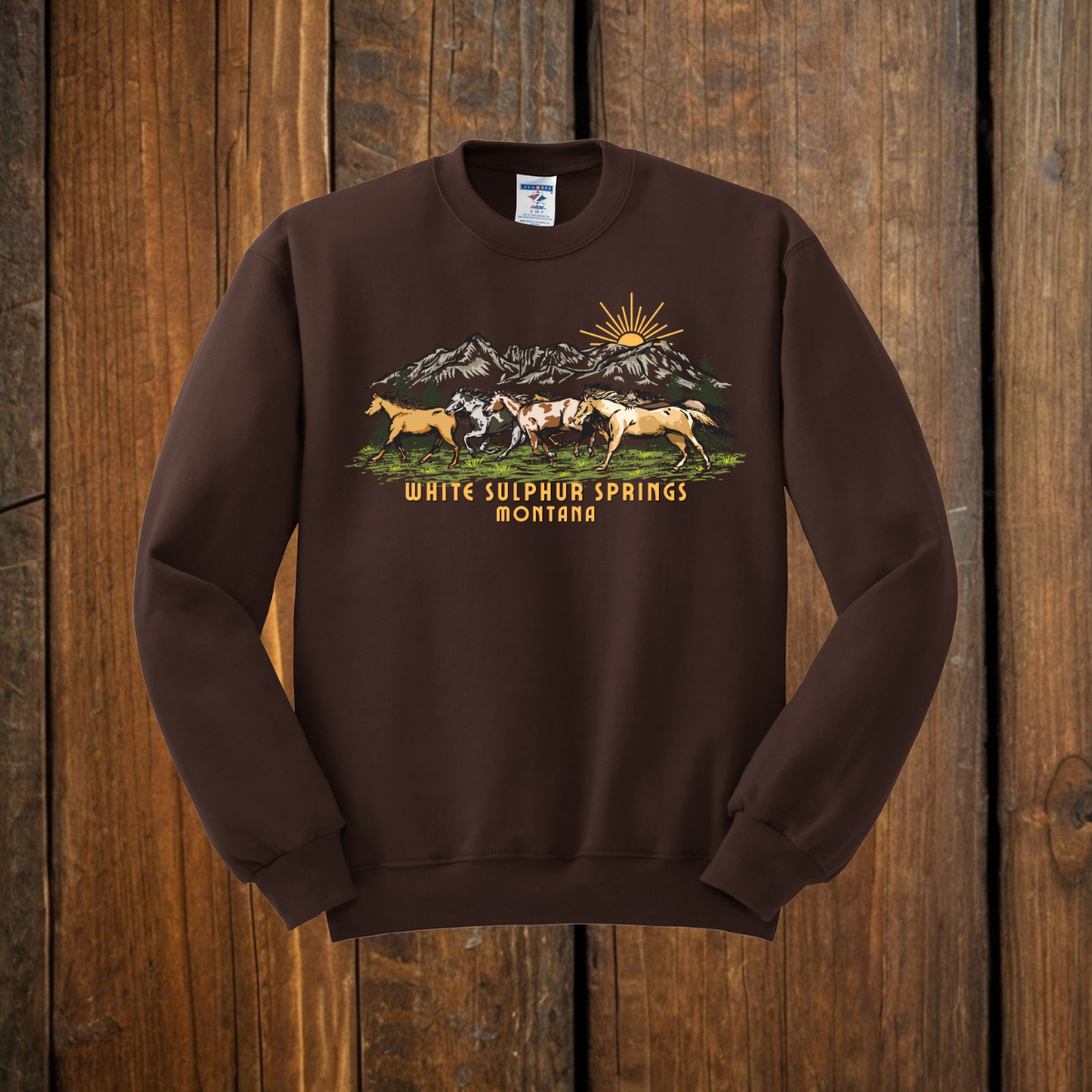 montana vintage horse scene brown sweatshirt