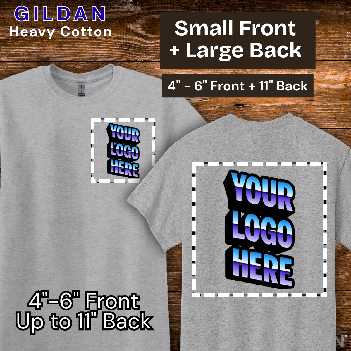 Custom Gildan Heavy Cotton T-Shirts (Two-Sided Print - Front & Back