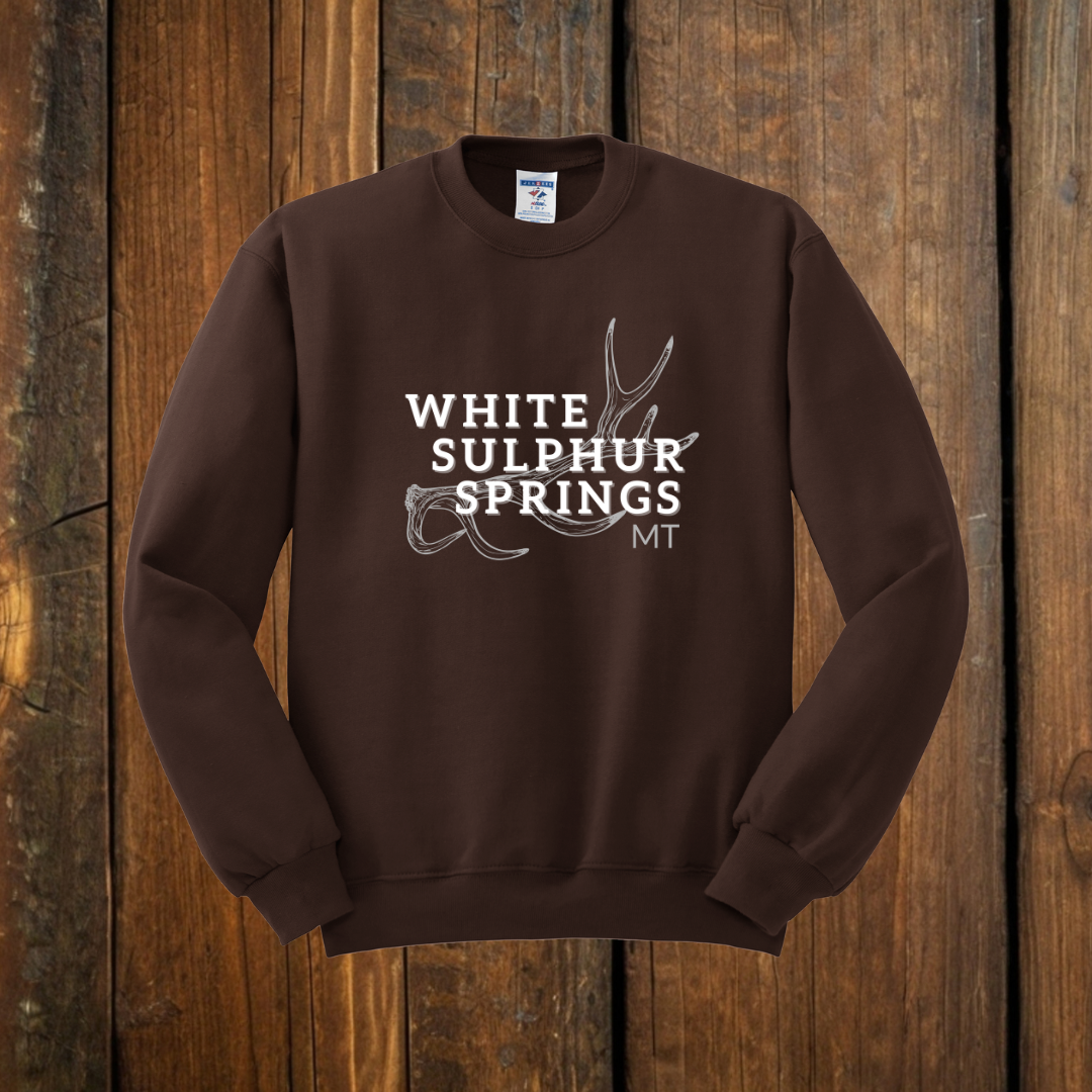 white sulphur springs montana antler shed sweatshirt brown