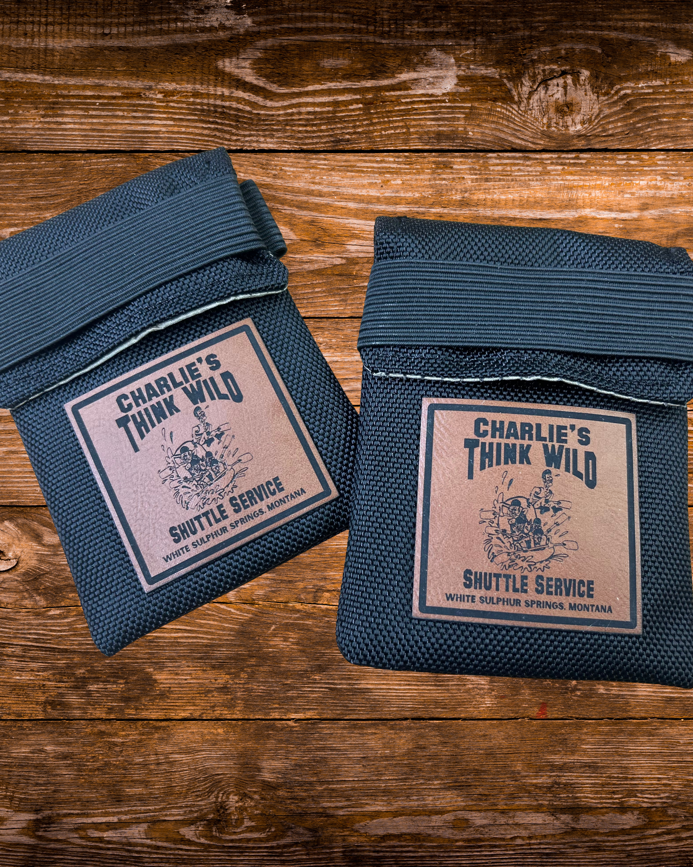 Leather Patch on key holders for our local vehicle shuttle for the Smith River float. Charlie's Think Wild Shuttle