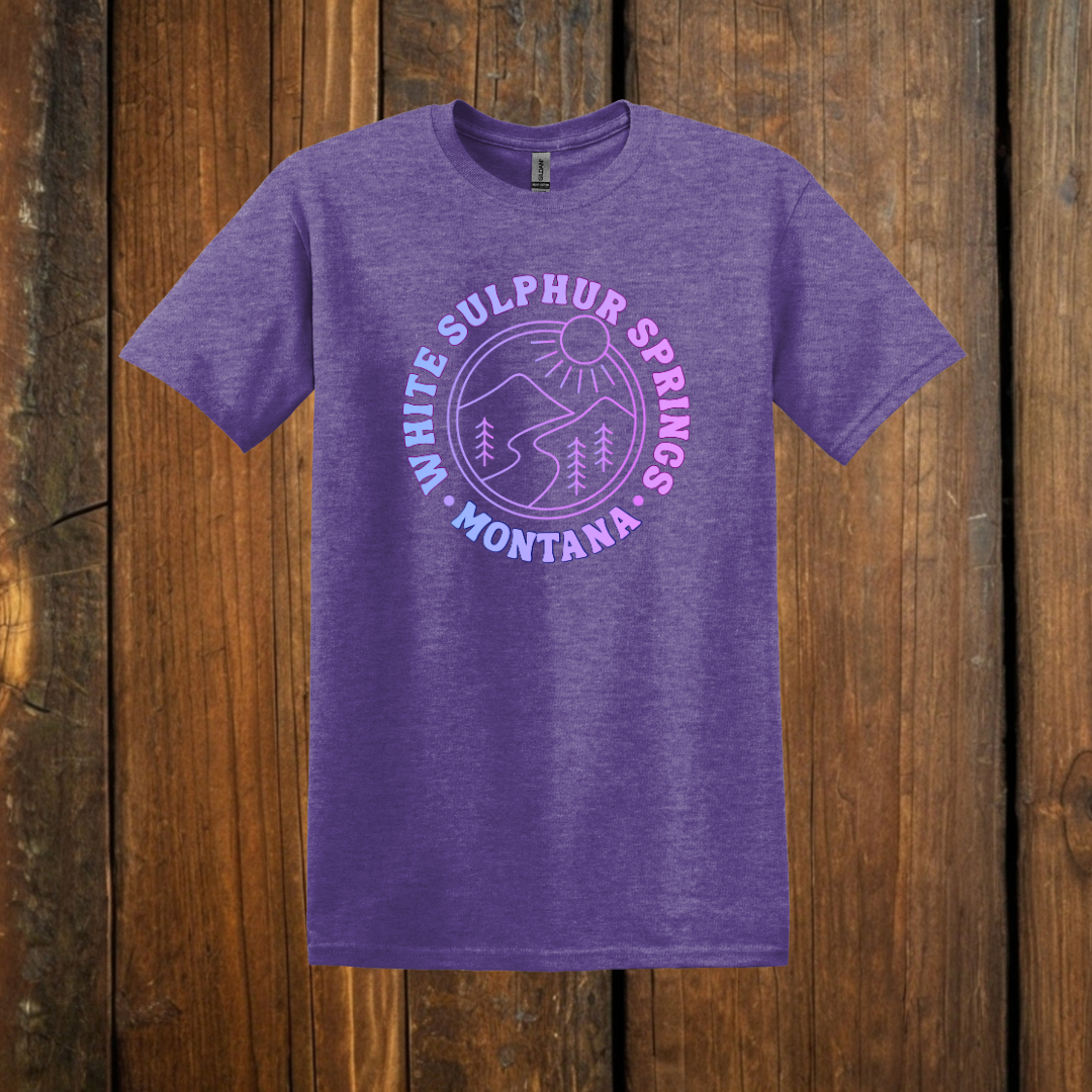white sulphur springs retro gradient heather purple tee