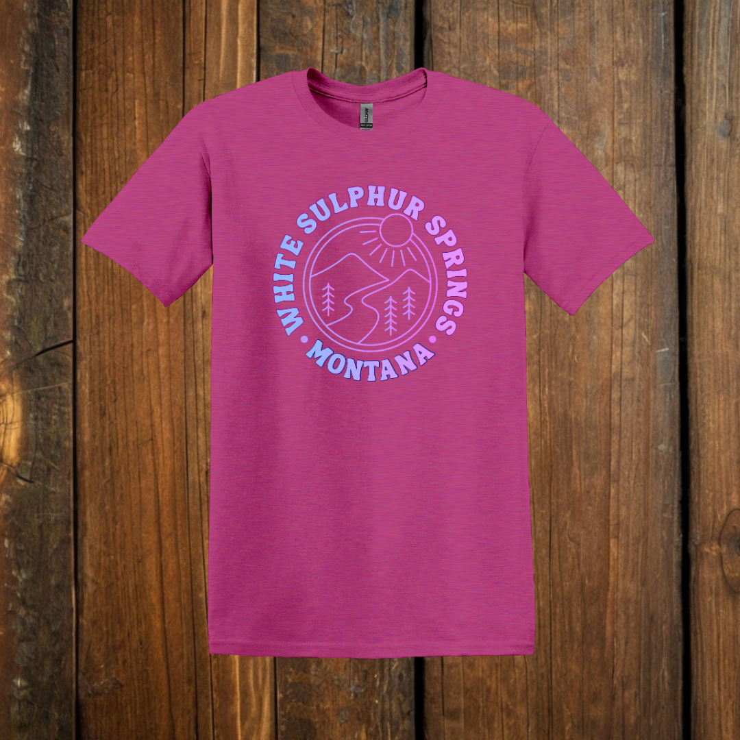 white sulphur springs retro gradient pink tee
