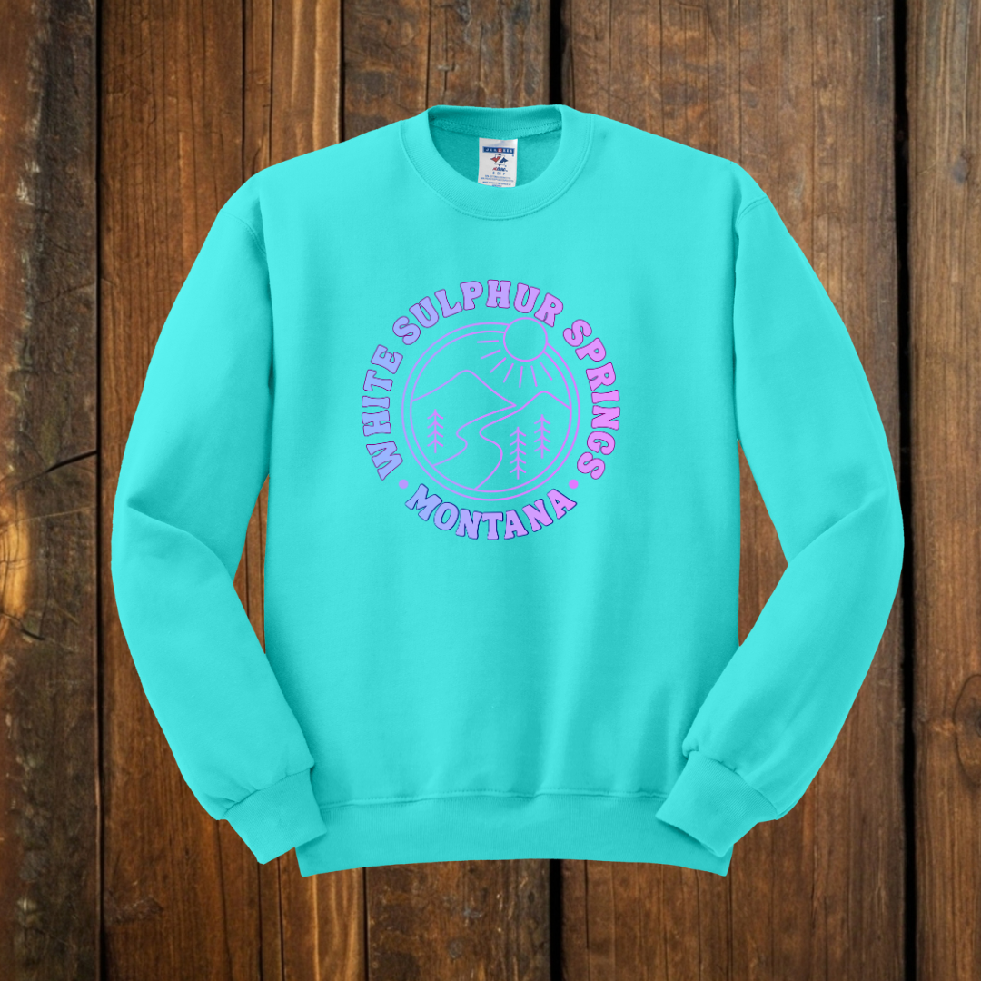 white sulphur springs montana gradient sweatshirt seafoam green
