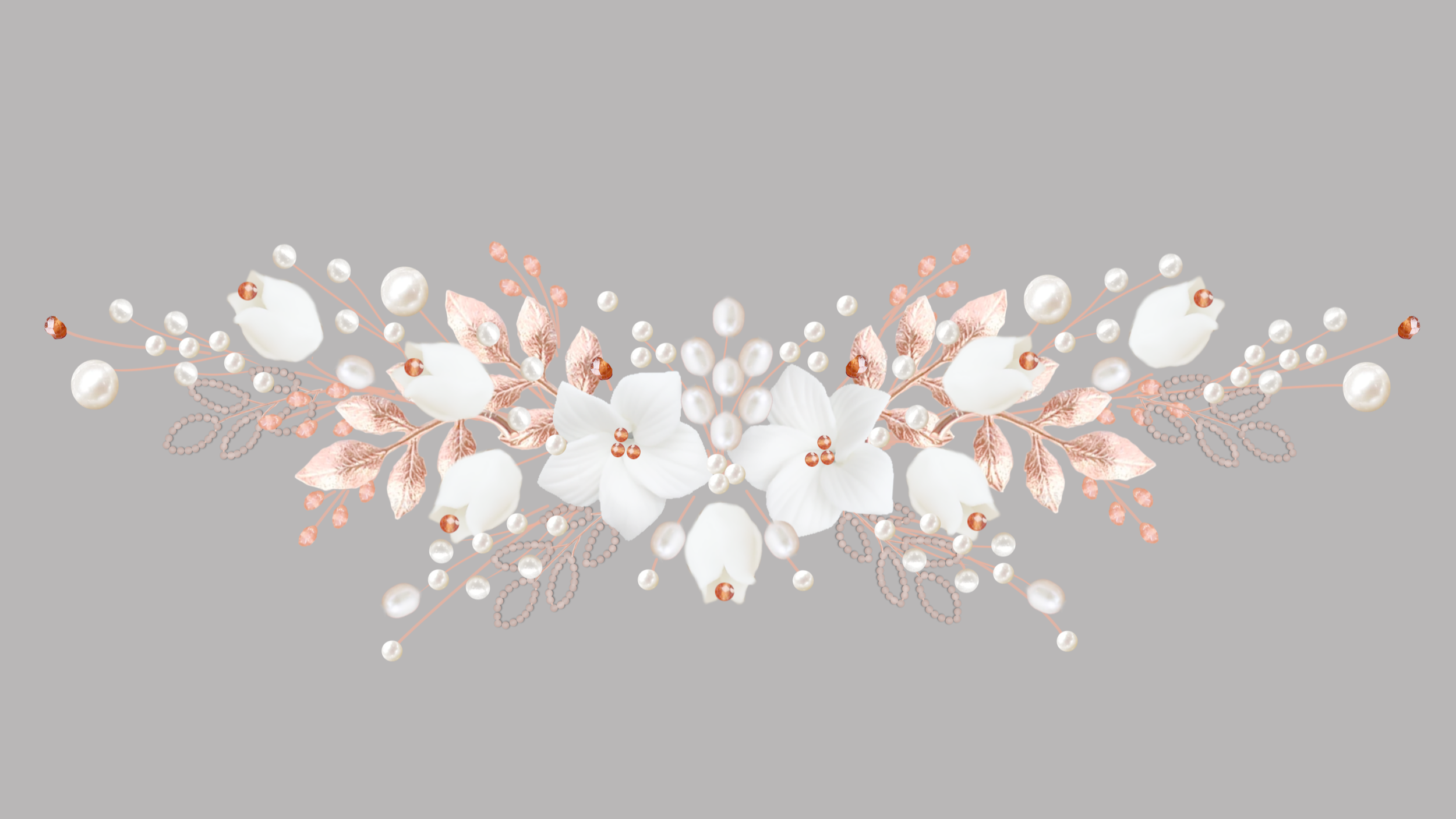 White ceramic flower and freshwater pearl bohemian custom bridal comb for romantic garden wedding
