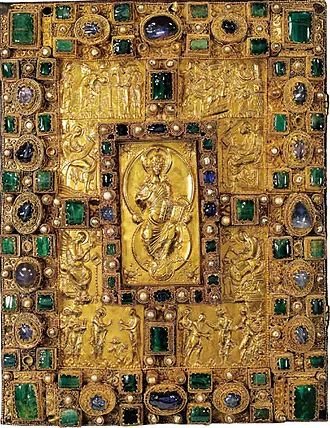 Cover of Codex Aureus; gold and precious gems (9th century)