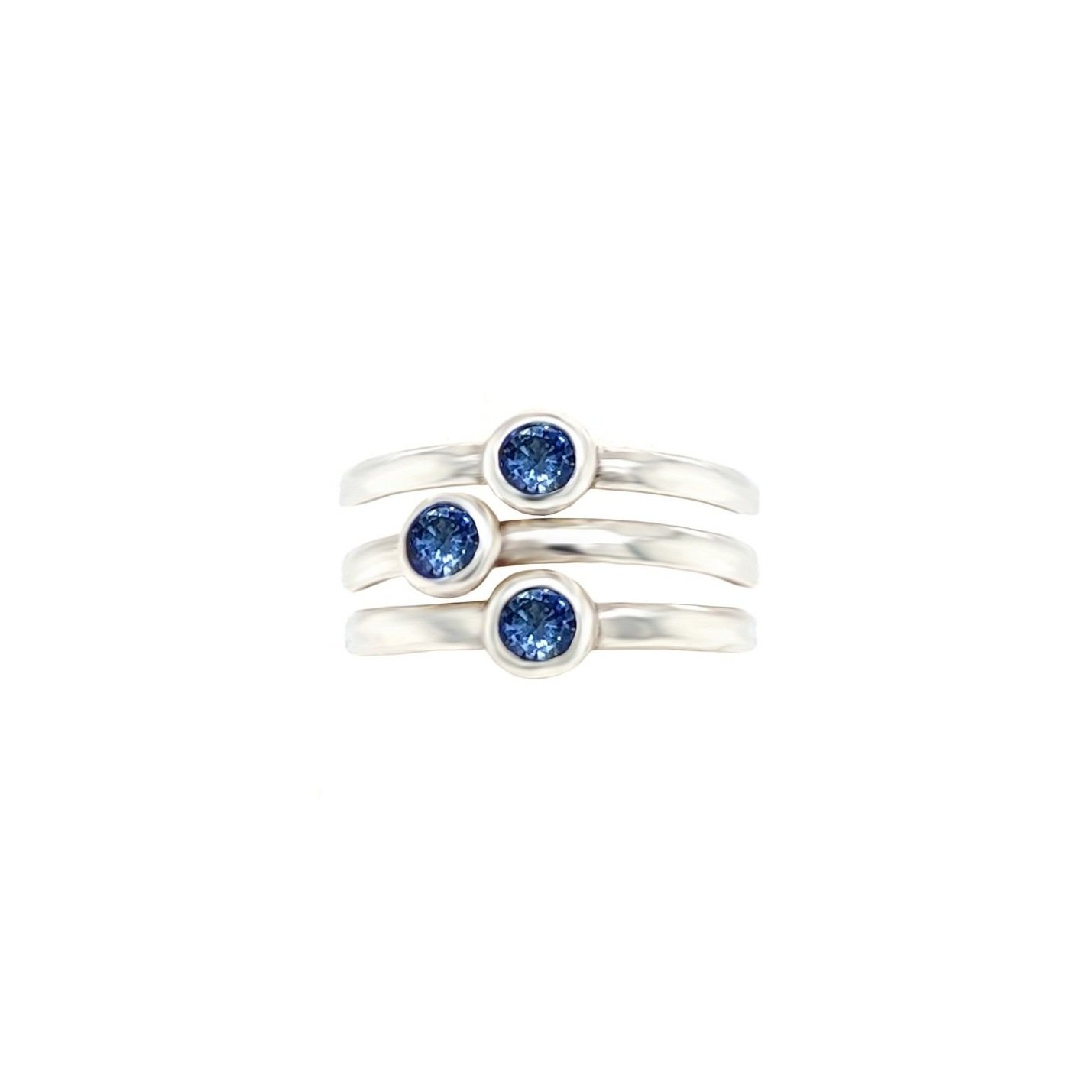 Ceylon blue sapphire brilliant 3.5mm stacking ring hand-made