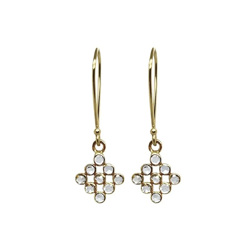 solid 18K gold diamond earrings artisan-made
