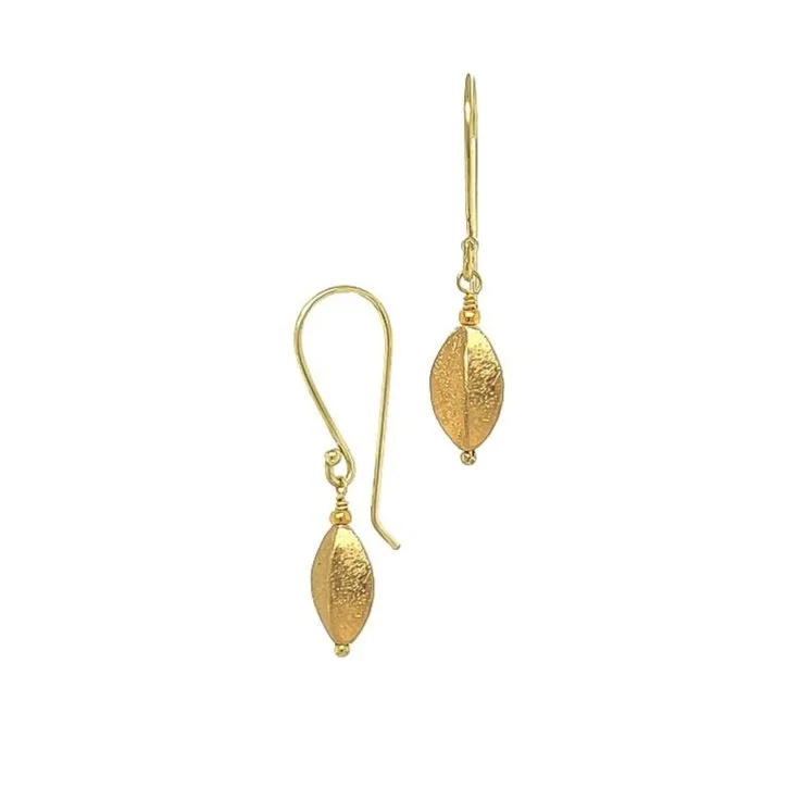 18K recycled yellow gold lentil earrings artisan made