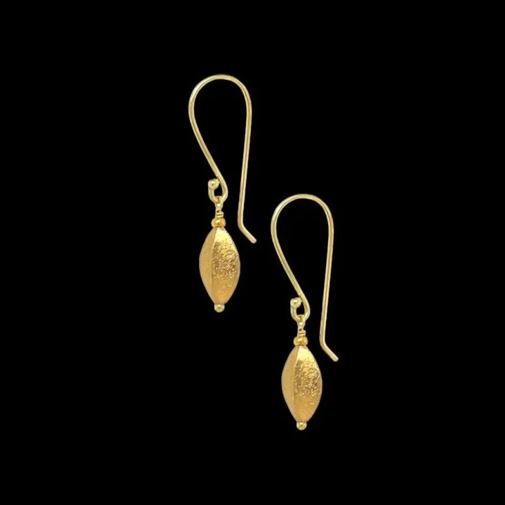 18K gold stardust lentil drop earrings hand-fabricated