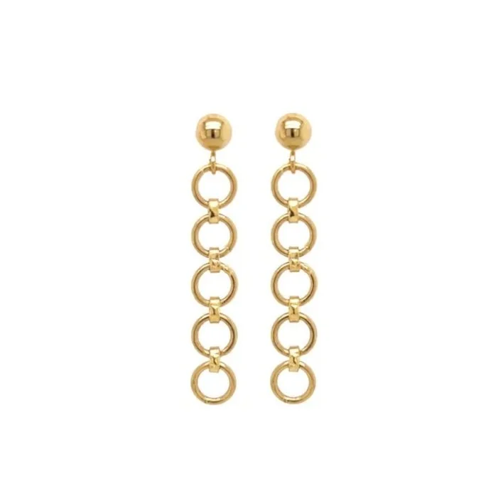 18K solid yellow gold recycled chain earrings artisan made ball post