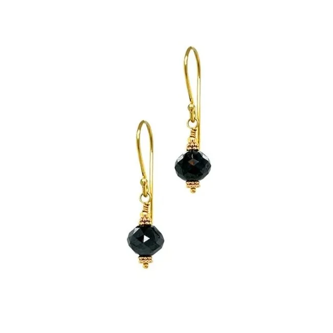 2 carat black diamond and 18K gold artisan earrings