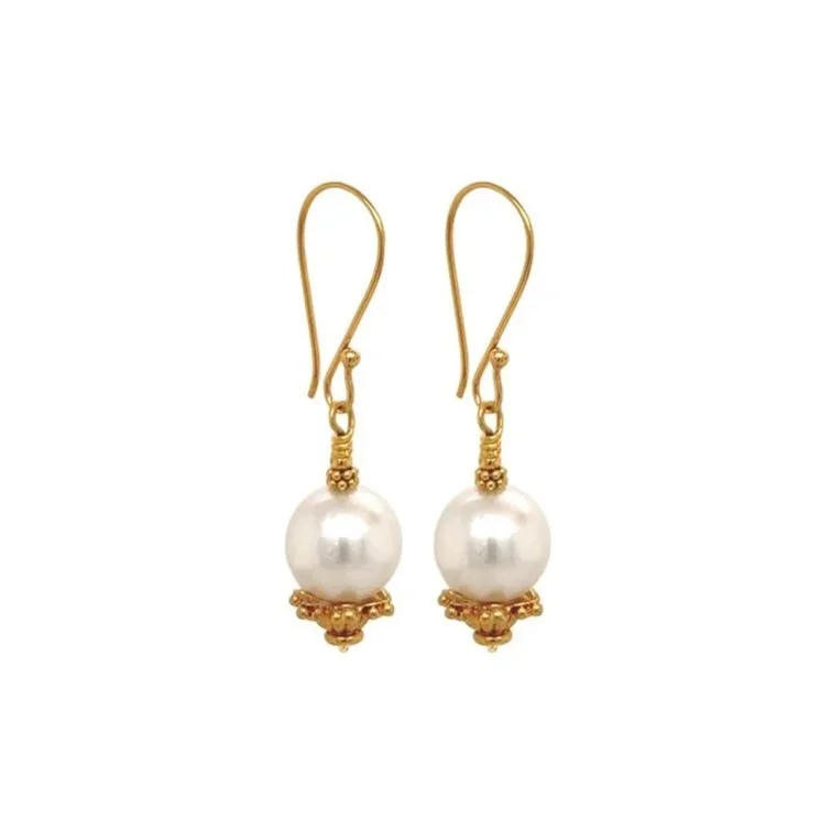 artisan 18K gold and white South Sea saltwater pearl earrings