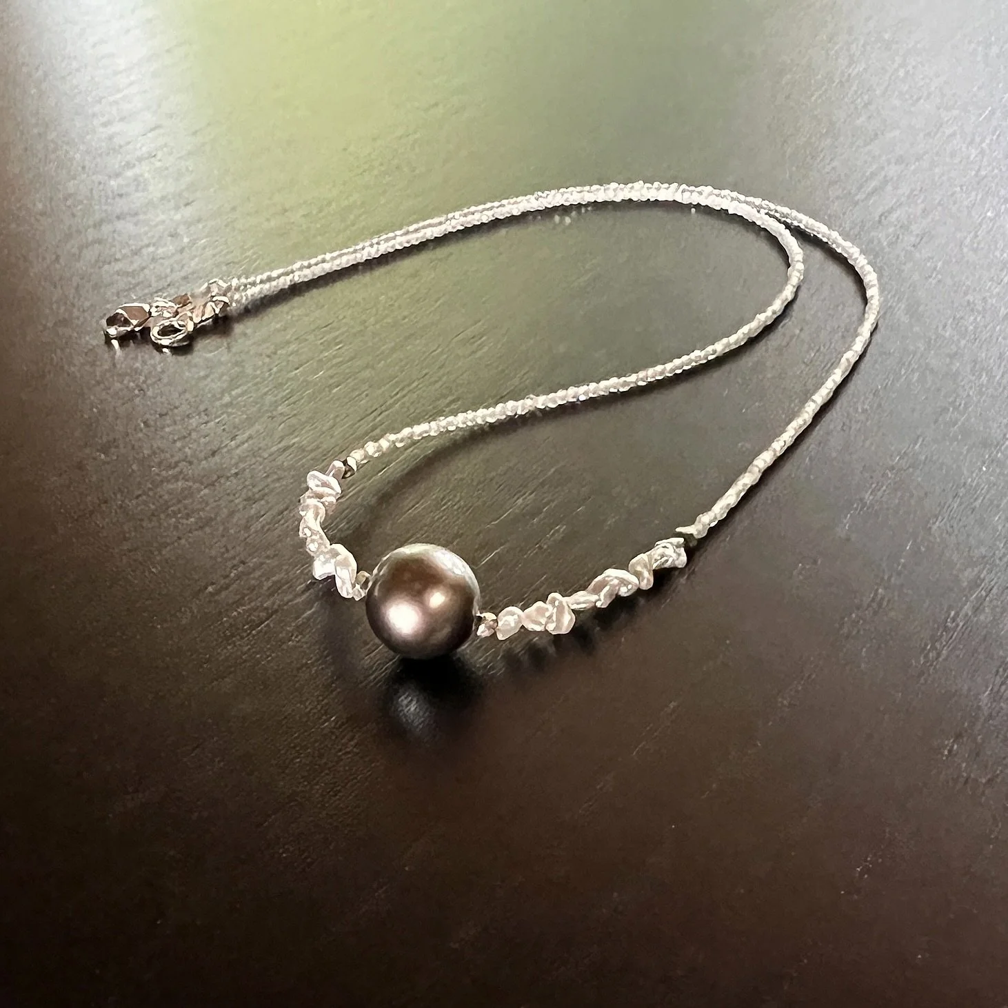 black South Sea pearl 11mm 11 mm Australian natural pearl sterling silver