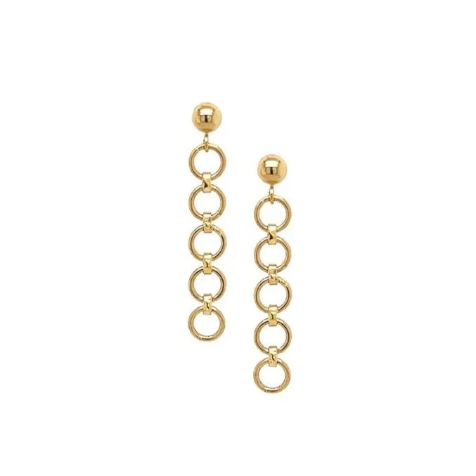 18K recycled gold chain drop earrings hand-fabricated