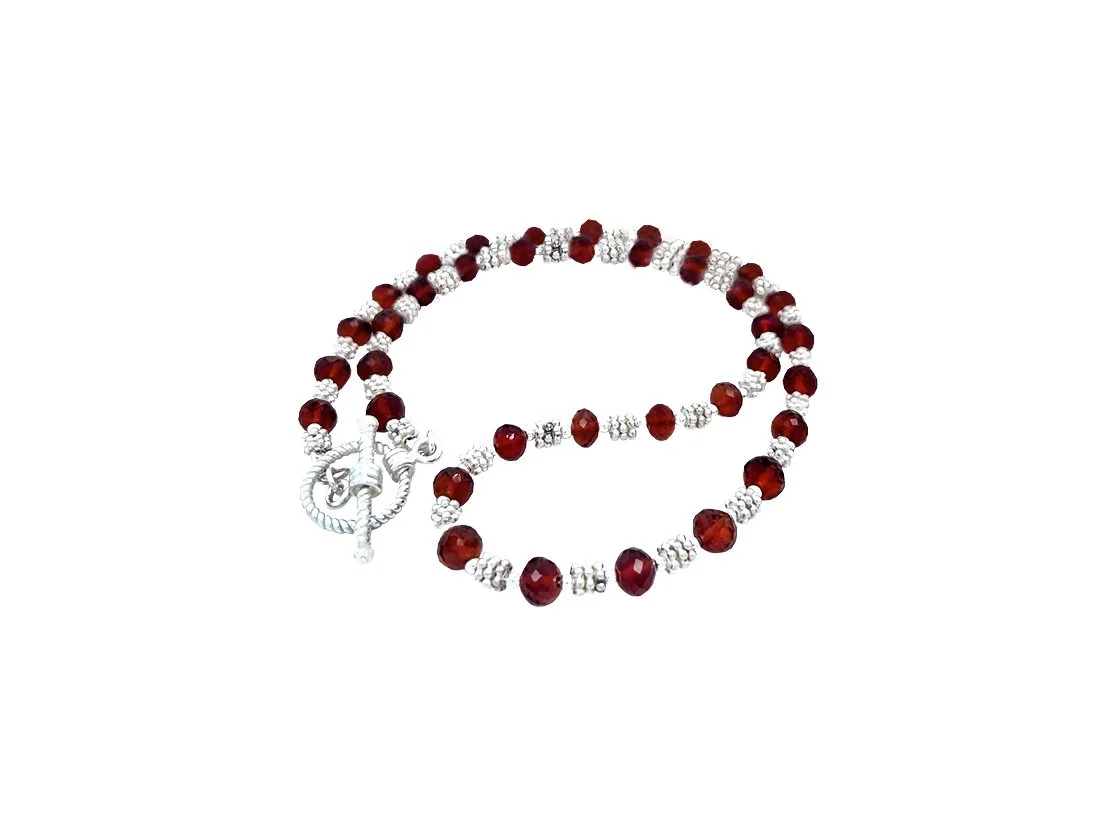 Oxblood Garnet and Bright Silver Necklace