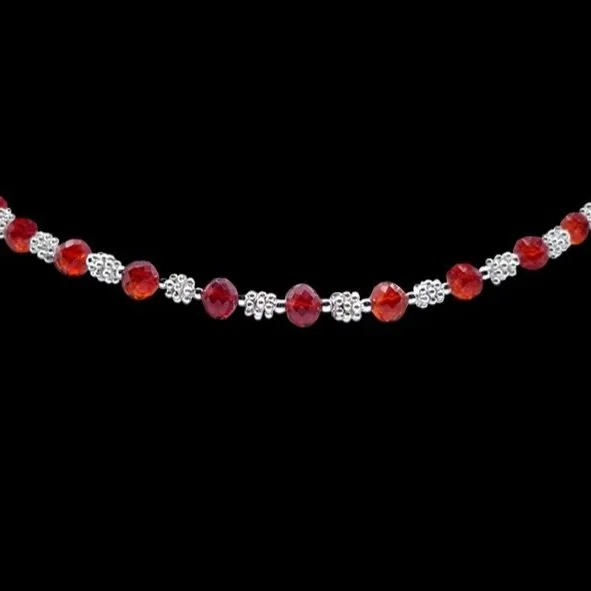 garnet and sterling silver toggle clasp necklace hand-fabricated