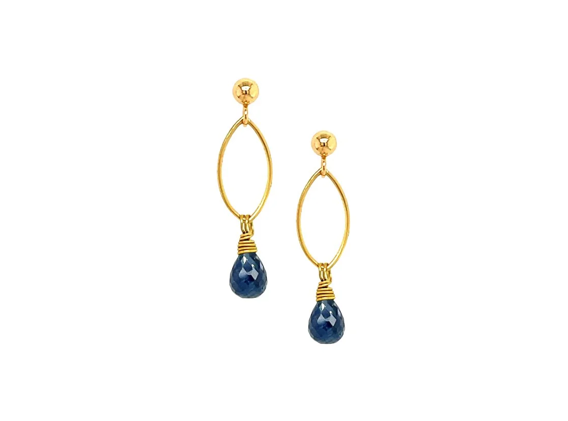 Blue Sapphire and 18K Gold Drops