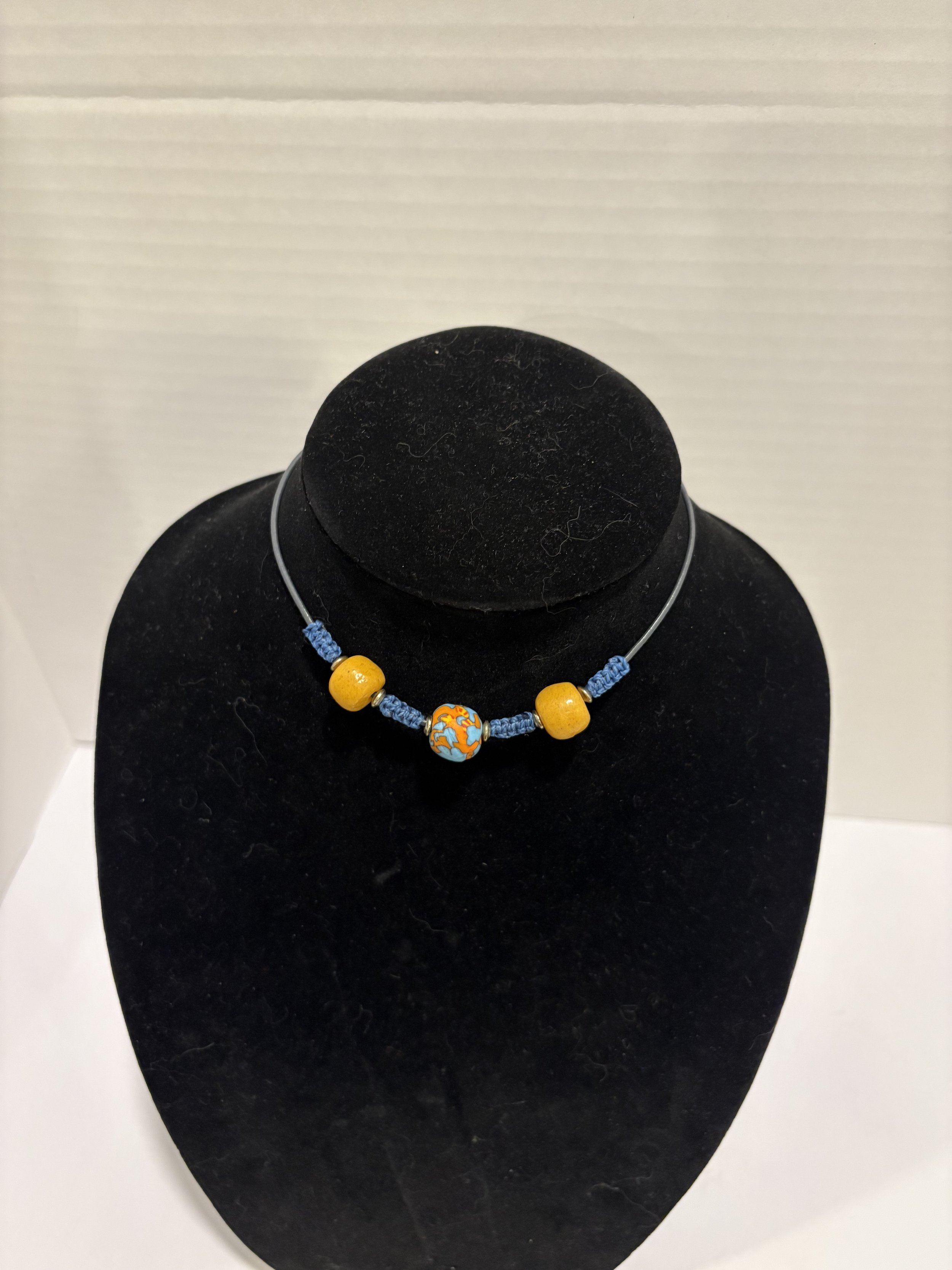 K Collection Light Blue with Tan Rd Beads Necklace .jpg