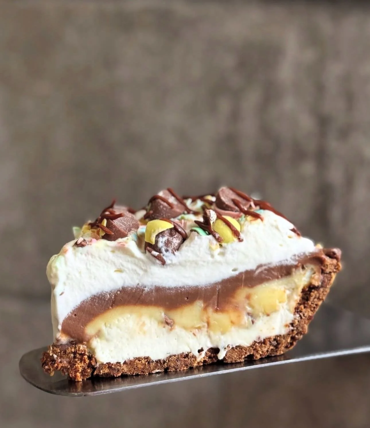 The mini egg cream pie is finally back! 
3 luxurious mousse layers loaded with mini eggs in the most delicious toasted butter pecan shell.  This one is easily one of our best. 

Open from 9 to 5 Tuesday to Saturday 
226.622.9196