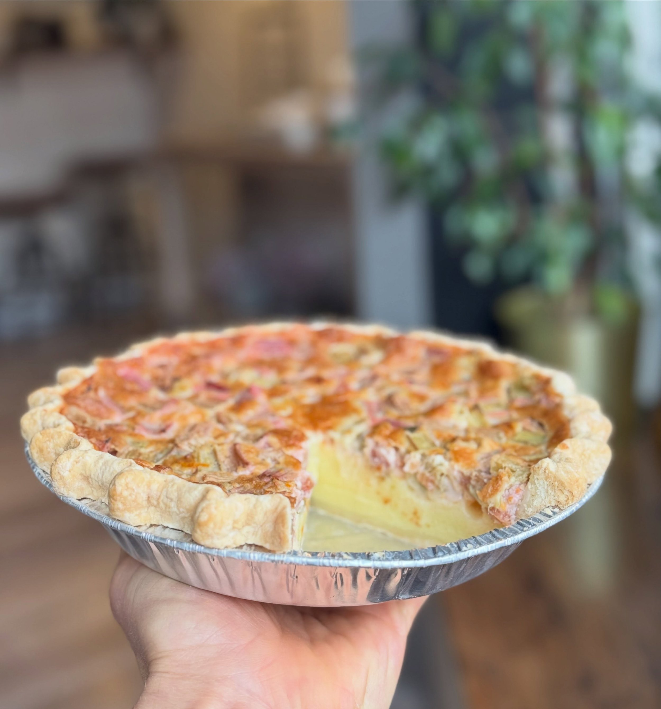 Rhubarb custard pie is available!  Made with fresh rhubarb and an orange scented rich custard. 
Get it while it&rsquo;s in season.

Strawberry season is right around the corner!  Stay tuned!
I&rsquo;m not happy with flavour yet, but once I find some 