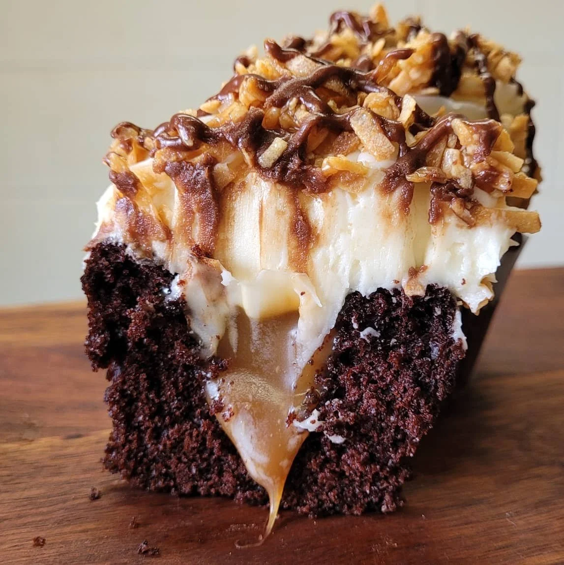 Samoa Cupcake with Caramel filling