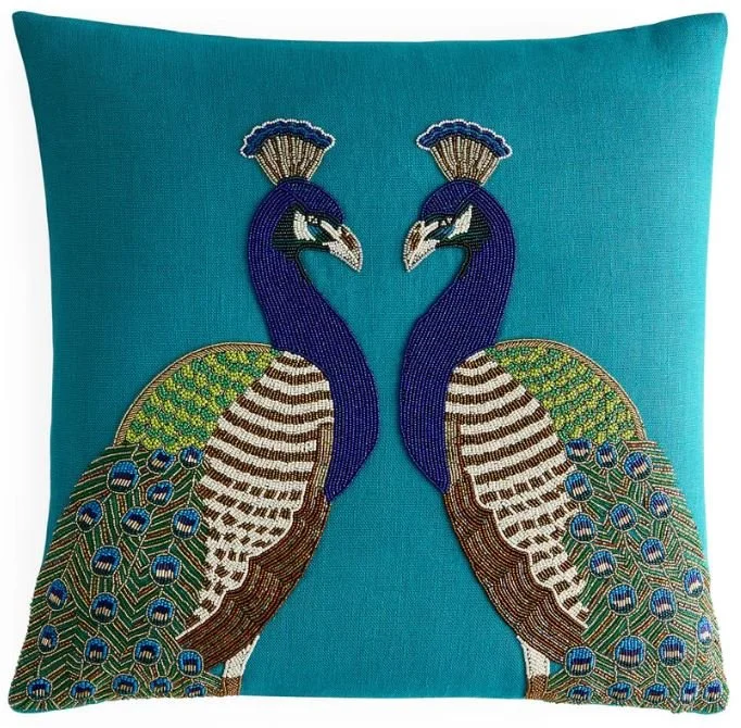 Peacock Beaded Pillow