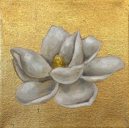 Magnolia II on Gold Background