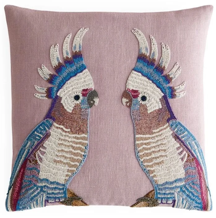 Parrots Beaded Pillow