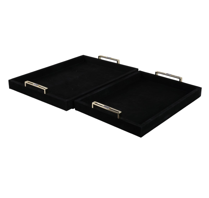 Black Suade Tray Set of 2