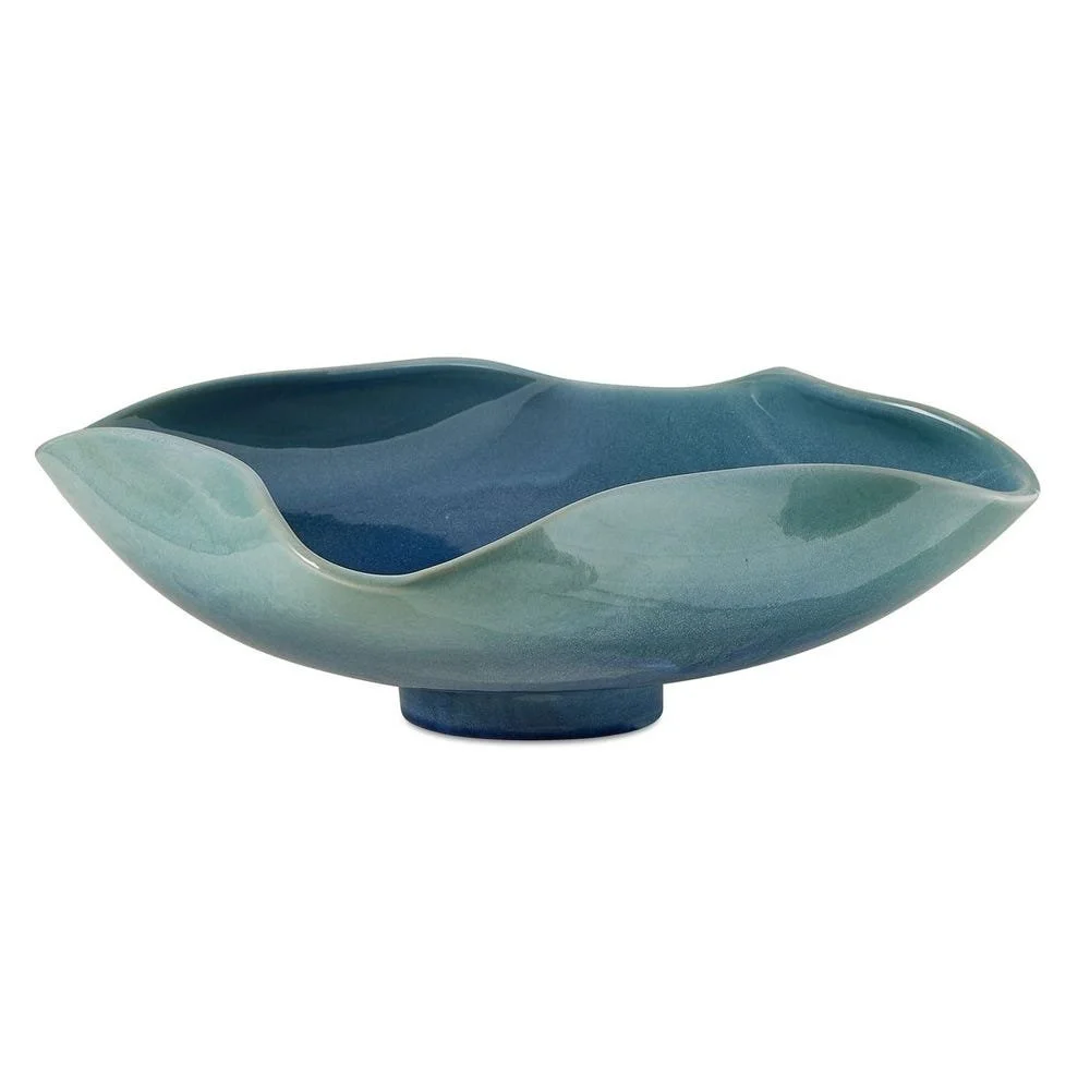 Blue Ceramic Indoor-Outdoor Bowl