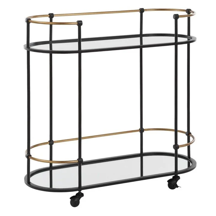 Oval Mirrored Bar Cart