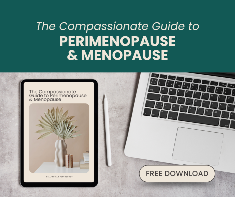 Image showing the perimenopause guide. Therapy for menopause and perimenopause can be incredibly helpful especially when it's with a perimenopause therapist. 90402 | 90266 | 90094