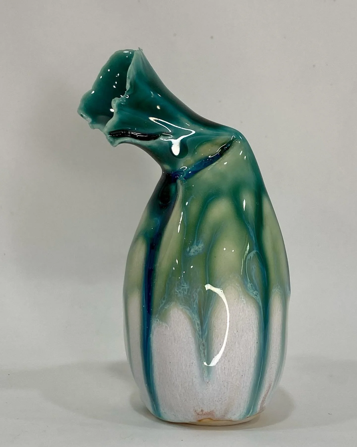 Collapsed neck bud vase in porcelain #ceramicart #functionalsculpture #porcelain
